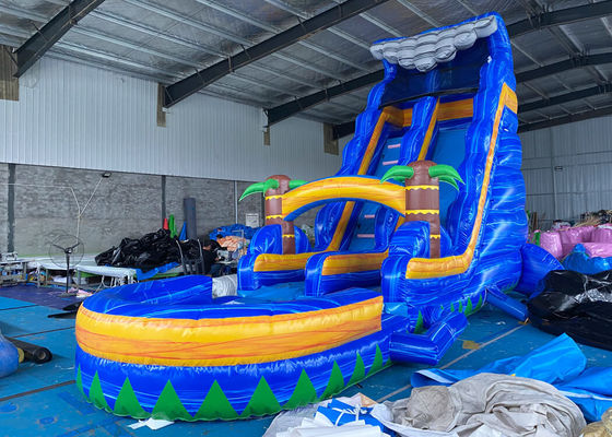 18ft Tropis Marmer Inflatable Slide Komersial Vinyl Water Slides