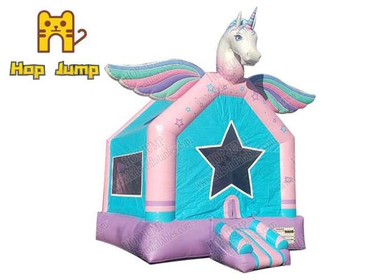 13ft Kids Jumping Bouncer Castle Desain Unicorn Trampolin Tiup Dalam Ruangan