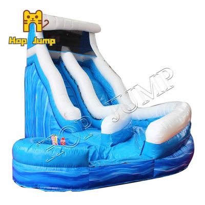 18ft Blue Curve Wet Dry Inflatable Water Slide Penggunaan Komersial Taman Air Luar Ruangan