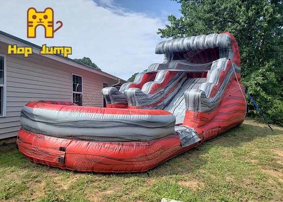 PVC Tarpaulin Inflatable Moonwalk Water Slide Untuk Balita 4.5 * 10m