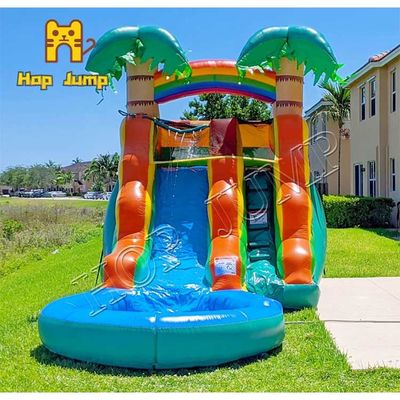 Kualitas 13ft Kids Inflatable Water Slide Lagoon Seluncuran air Hop Jump Wet Slide pabrik