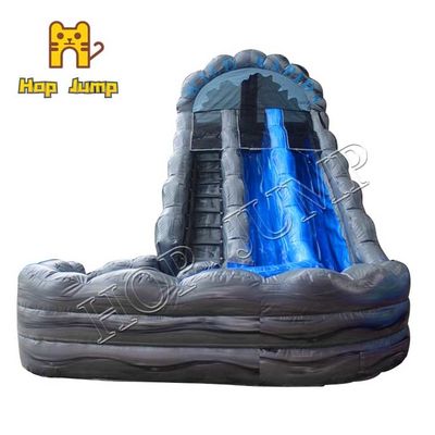 Double Lane Rock Turn Marble Wet Dry Inflatable Water Slide Hop Jump Untuk Anak-Anak