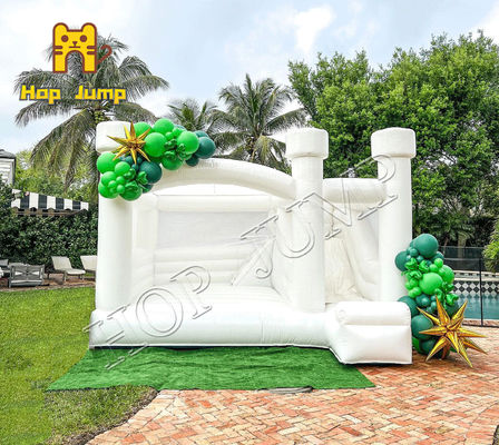 17ft White Wedding Bouncer Slide Combo Inflatable Bounce House Combo Dengan Slide