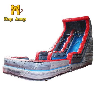 Kids Grey Marble Inflatable Water Slide Dengan Pool Giant slide hop jump